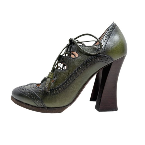 TORY BURCH | Astrid Distressed Leather Pump Lace Up Ghillie Oxford Classic - Picture 2 of 14